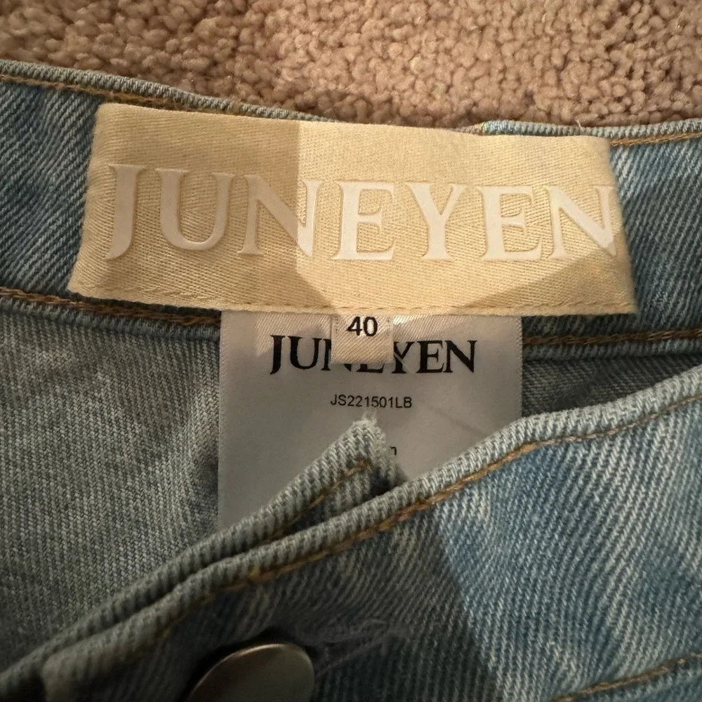 Juneyen- Light Wash Denim Riding Chap Boot Cut Stitched Jeans